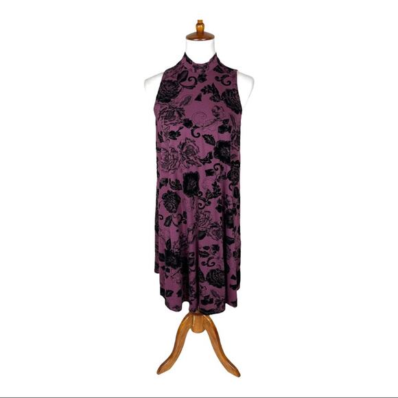 Philosophy A-Line Mock Neck Floral Dress With Velvet Flower Detail Size Small - Picture 1 of 6